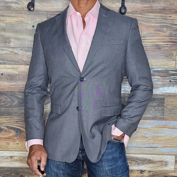 Eleganza by Giorgio Sanetti Super 140's Gray Dual Vent Blazer Sport Jacket 40R - Picture 3 of 12